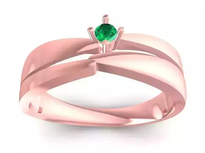 Twisted Solitaire Emerald Ring for Women 3026