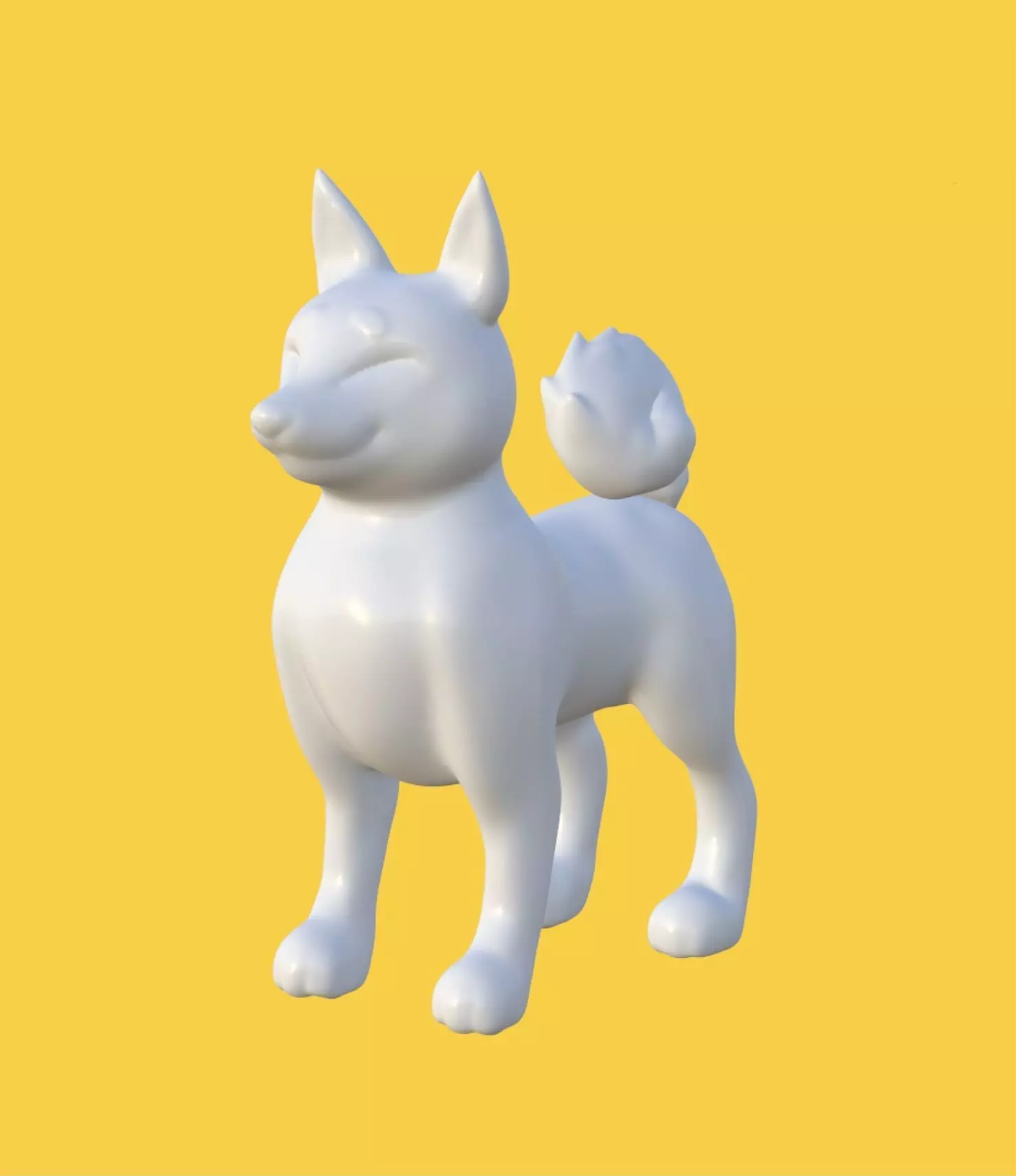 Happy Charming Cartoon Shiba Inu Dog Figure Figurine Model 3D model