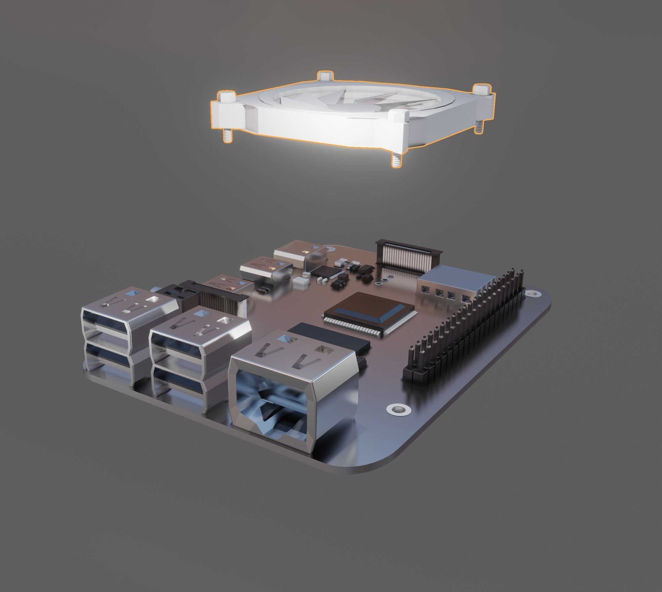 Basic Raspberry Pi 4 Design 3D model_1