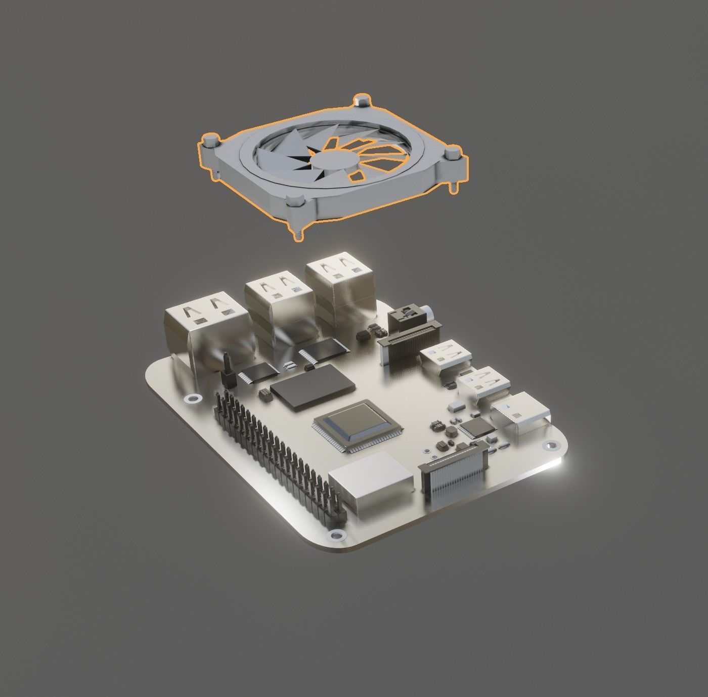 Basic Raspberry Pi 4 Design 3D model_8