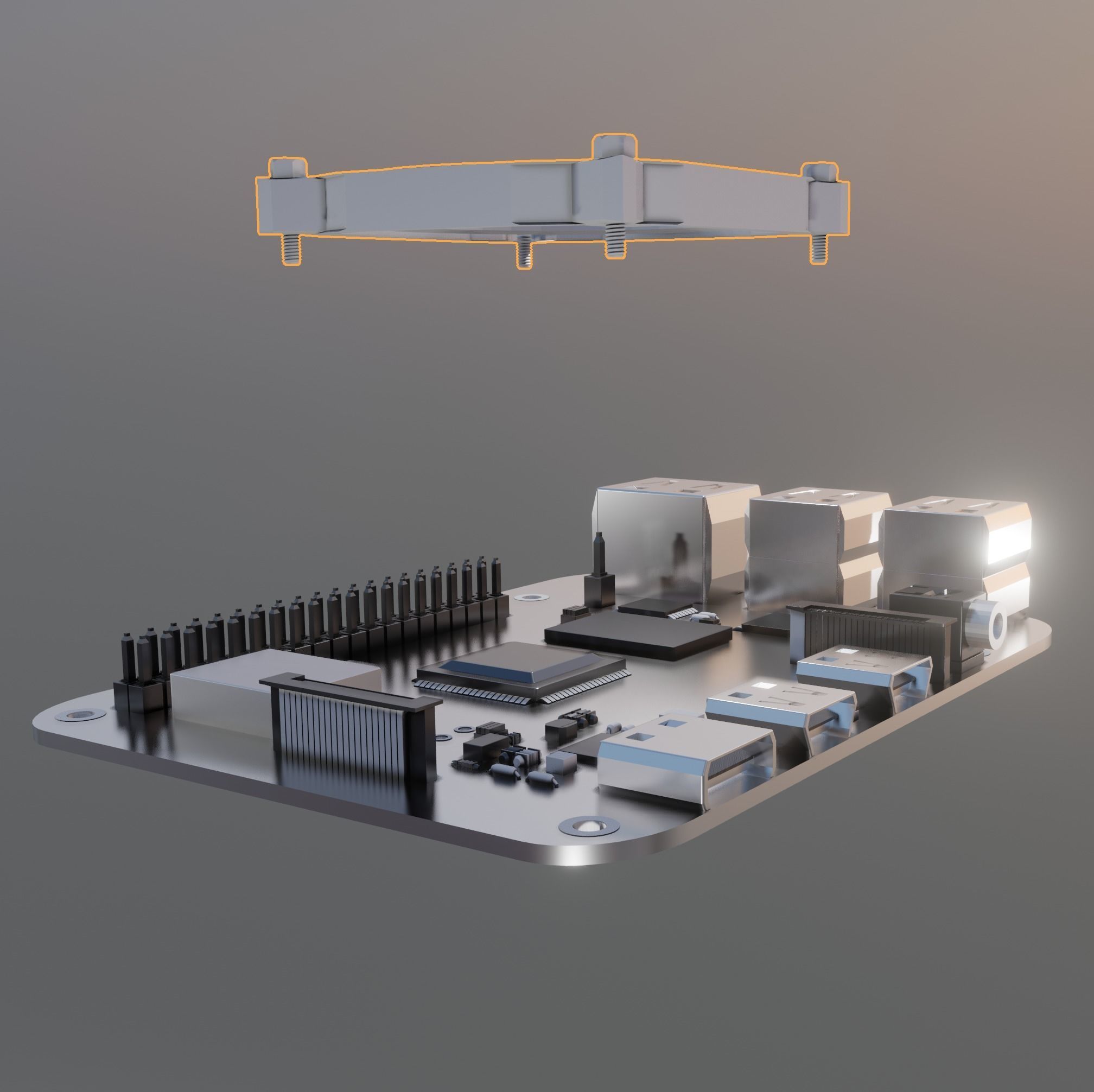 Basic Raspberry Pi 4 Design 3D model_5