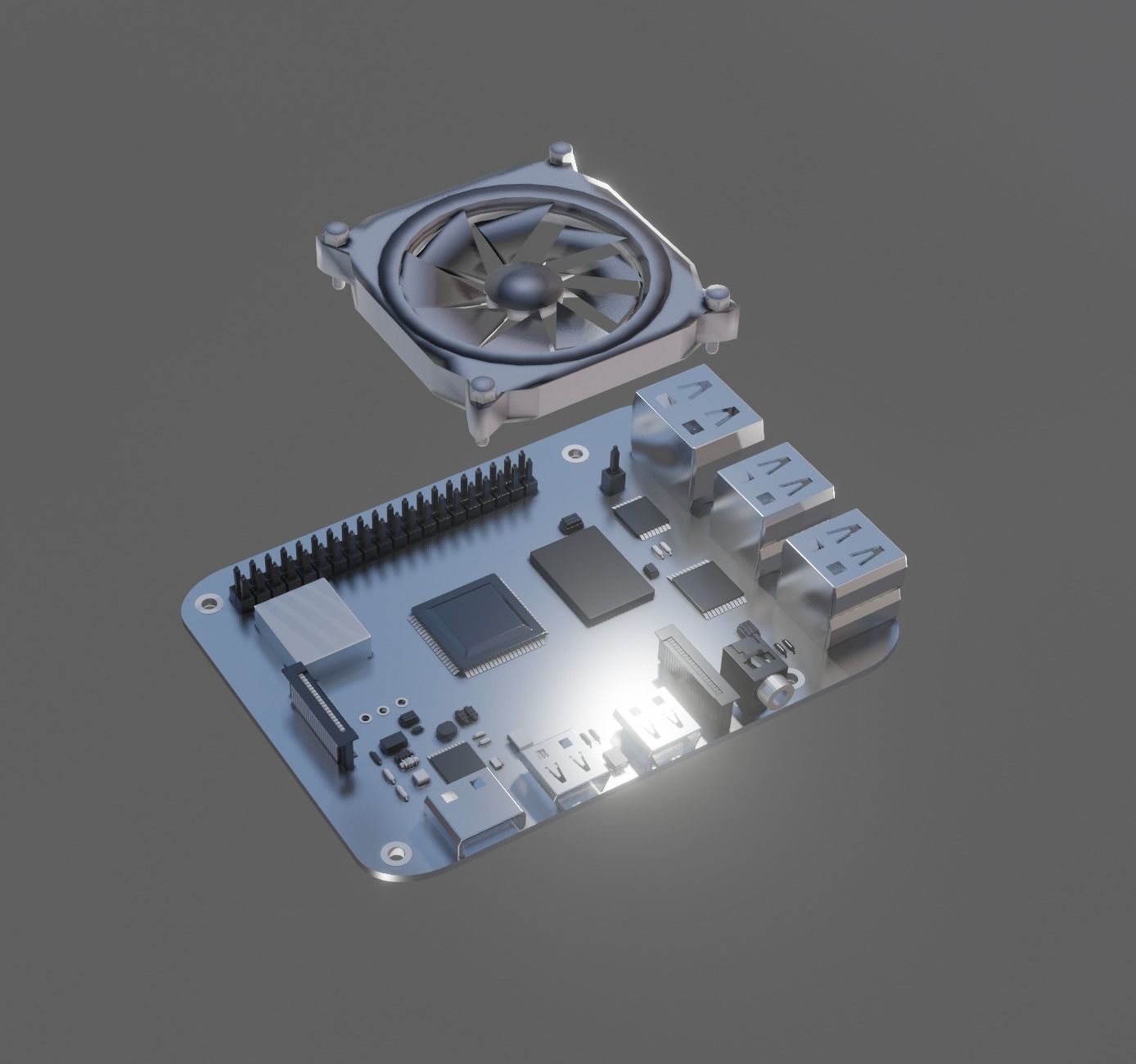 Basic Raspberry Pi 4 Design 3D model_2