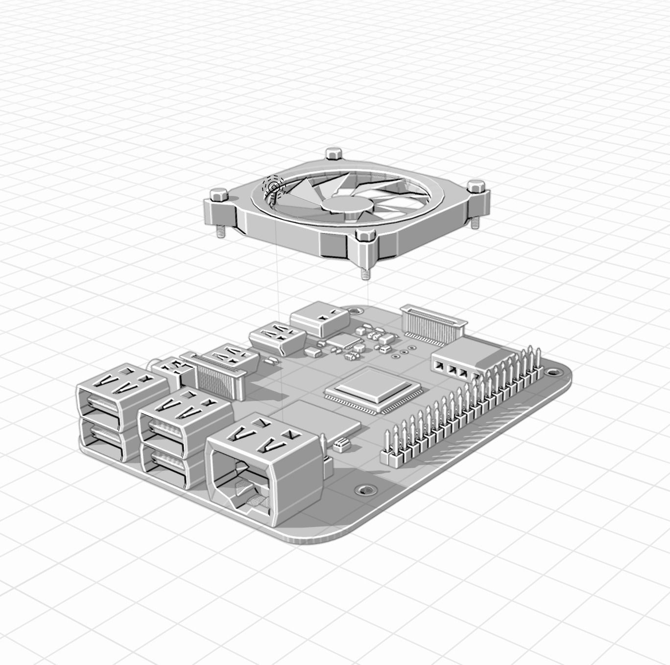 Basic Raspberry Pi 4 Design 3D model_9