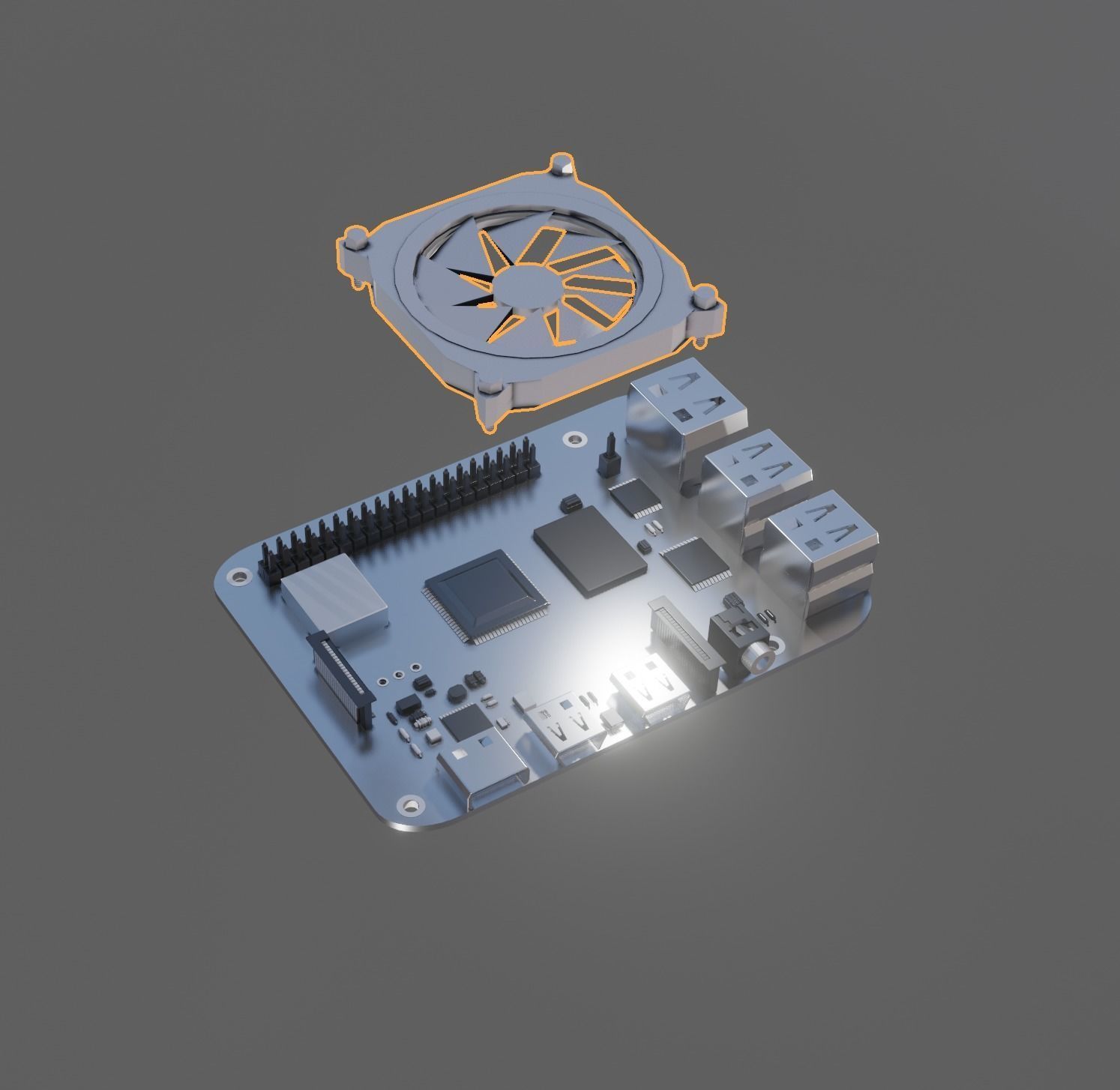 Basic Raspberry Pi 4 Design 3D model_3