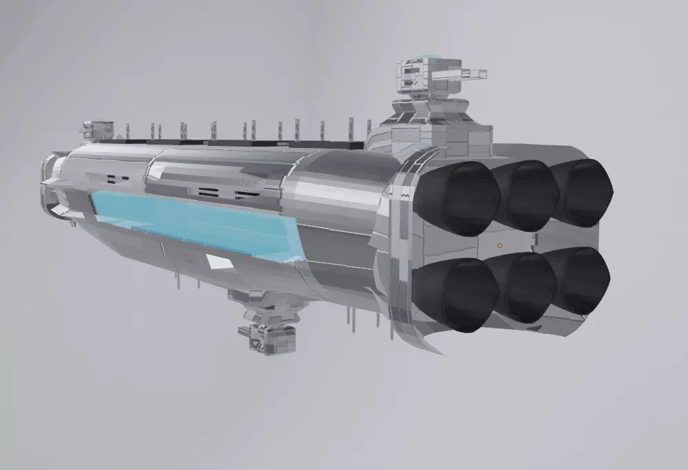 Low poly Starship spaceship with two engines Low-poly 3D model