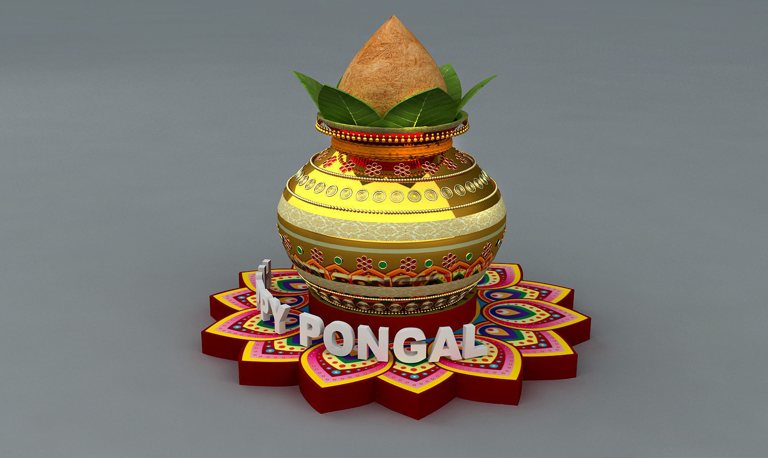 happy Pongal pot design 3d model 3D model_1
