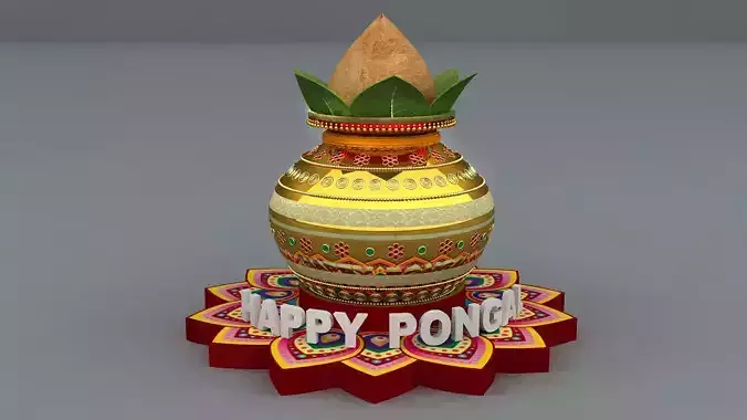 happy Pongal pot design 3d model 3D model