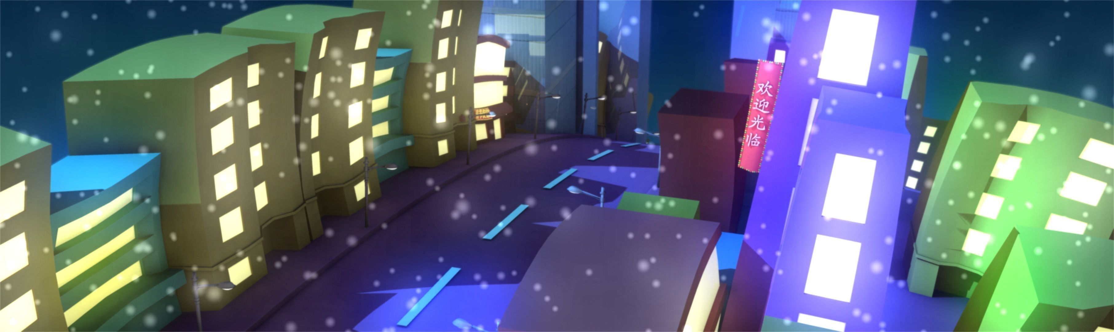 Cartoon city street building 3D model_3