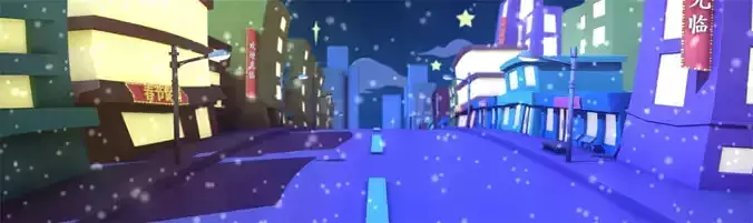 Cartoon city street building 3D model