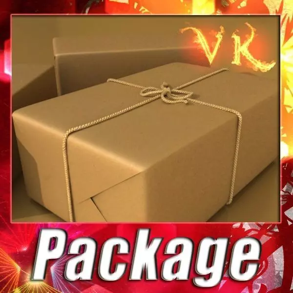 Cardboard Box Wrapped in Brown Paper - Package 3D model_0