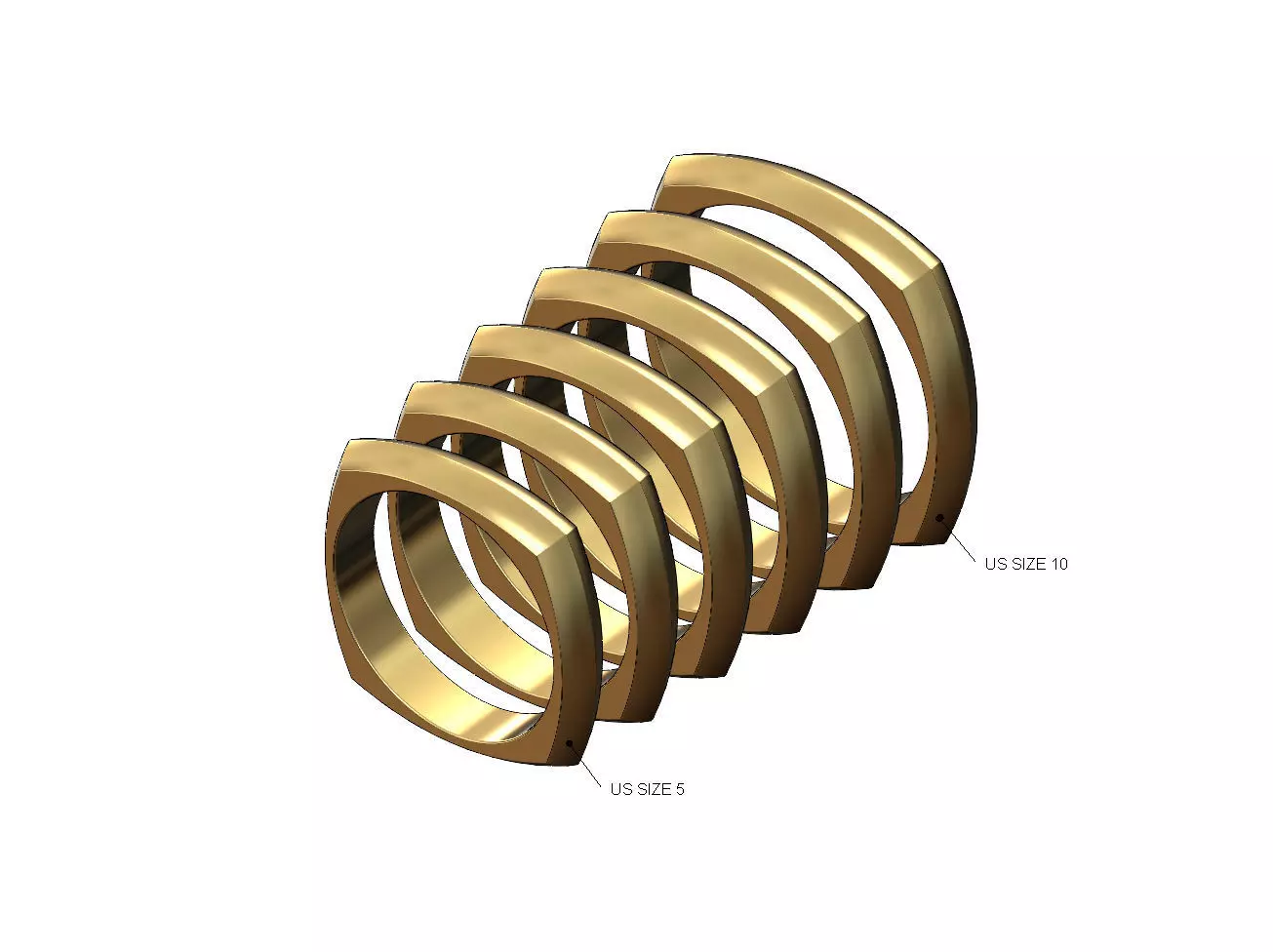 Thin rounded square stacker band US sizes 5to10 3D print model