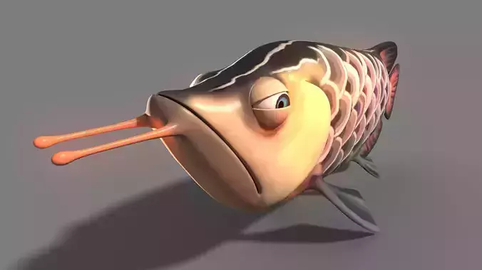Golden arowana arowana cartoon gold model have a binding 3D model