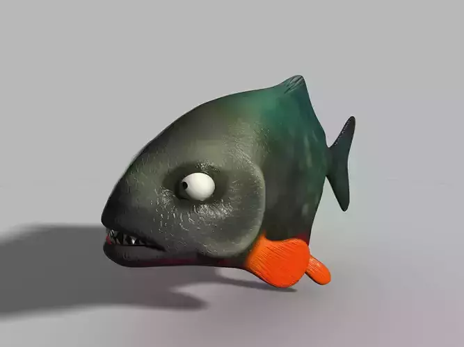 Piranha cartoon piranha model with binding 3D model