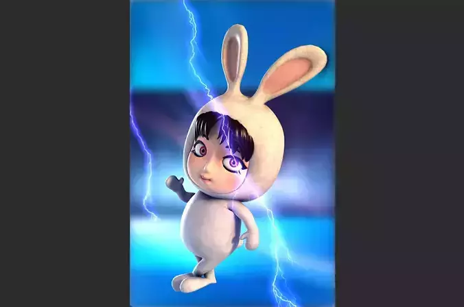 Cute cartoon rabbit have a binding 3D model