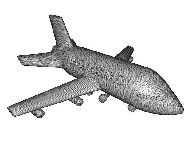 Classic Cartoon Aeroplane Low-poly 3D model_3