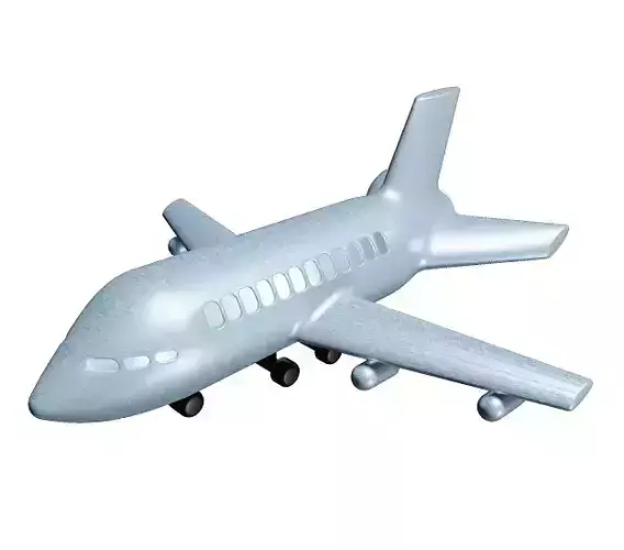 Classic Cartoon Aeroplane Low-poly 3D model