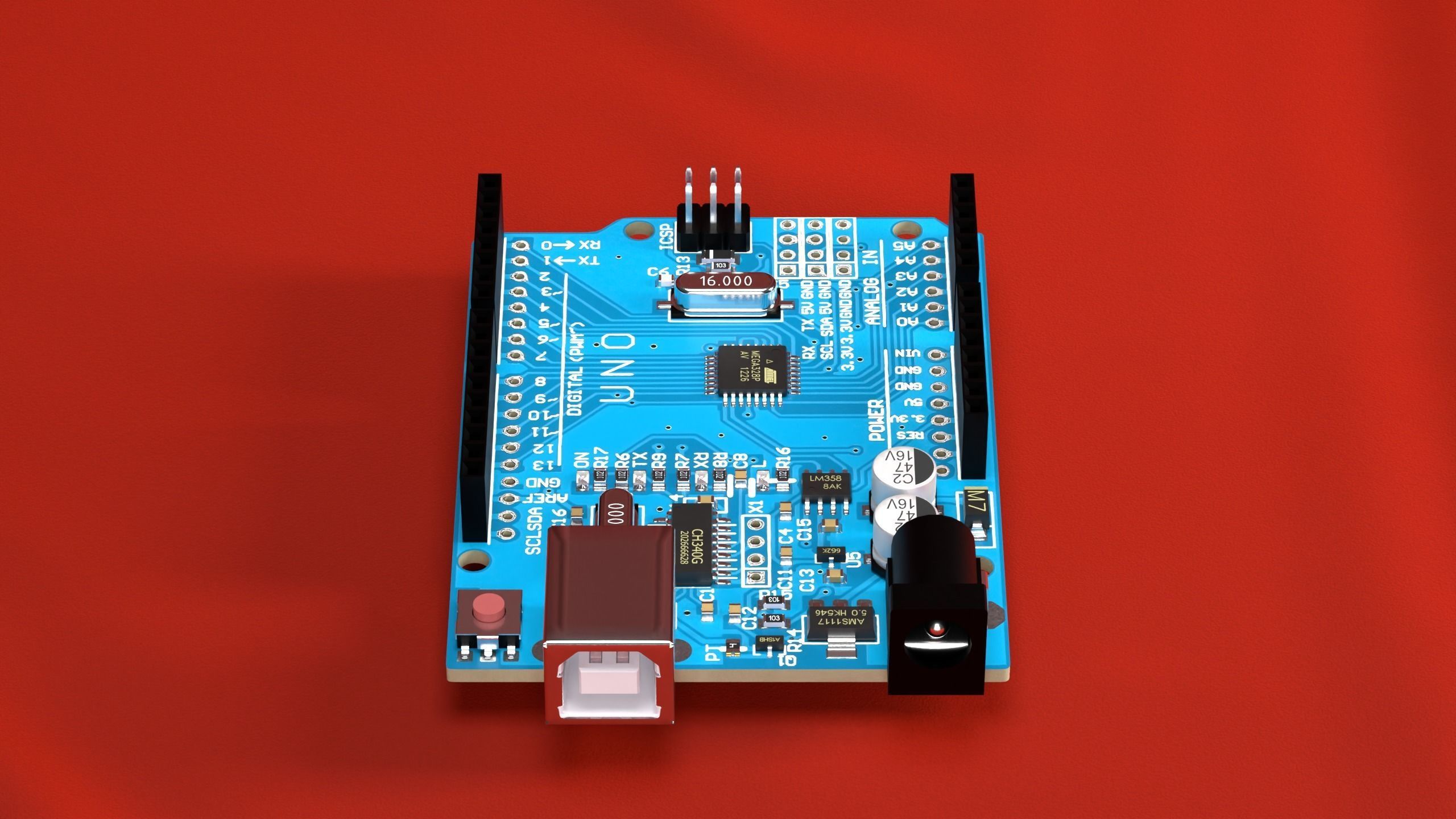 Arduino Uno R3 SMD 3D model_3