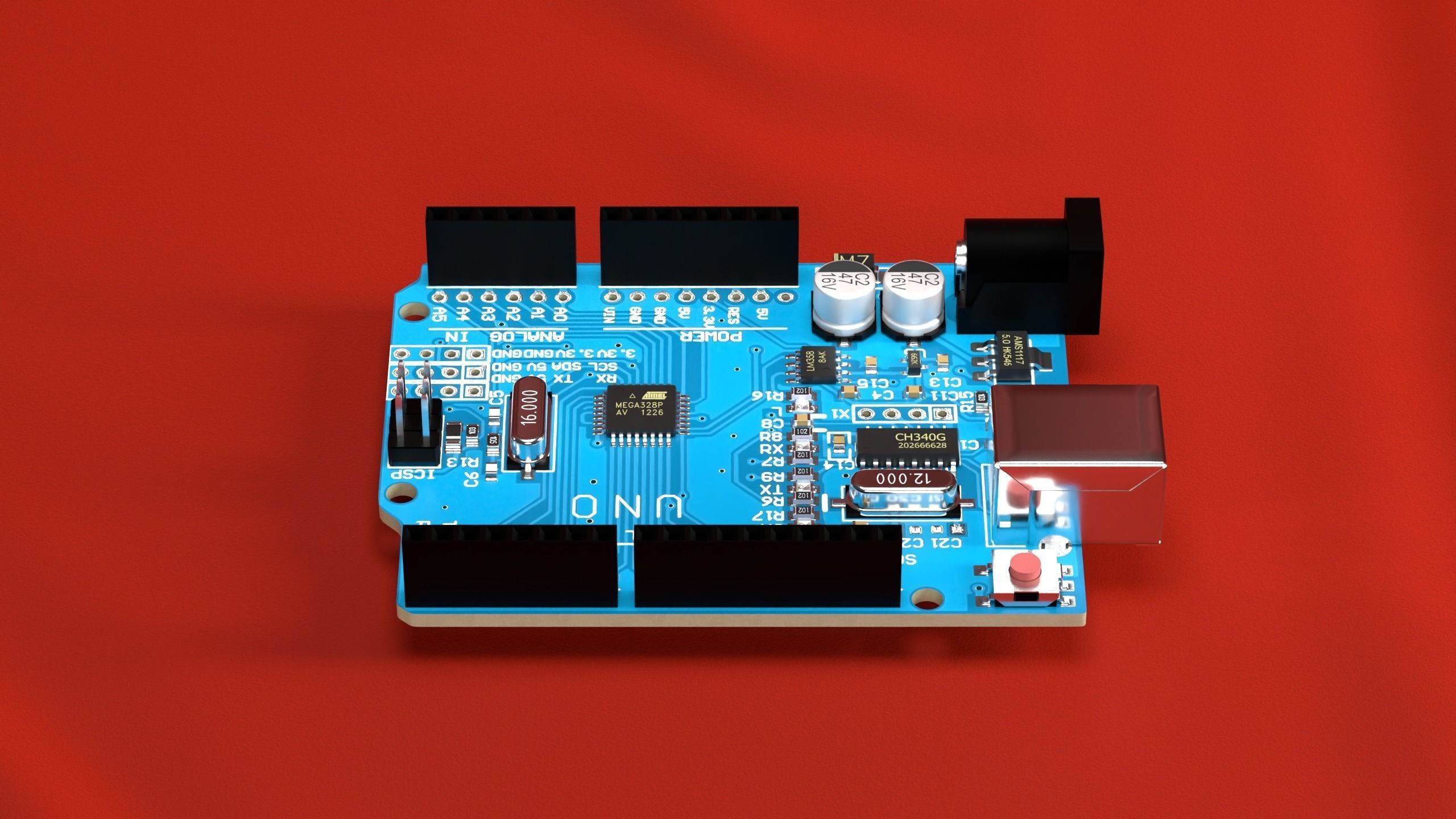 Arduino Uno R3 SMD 3D model_5