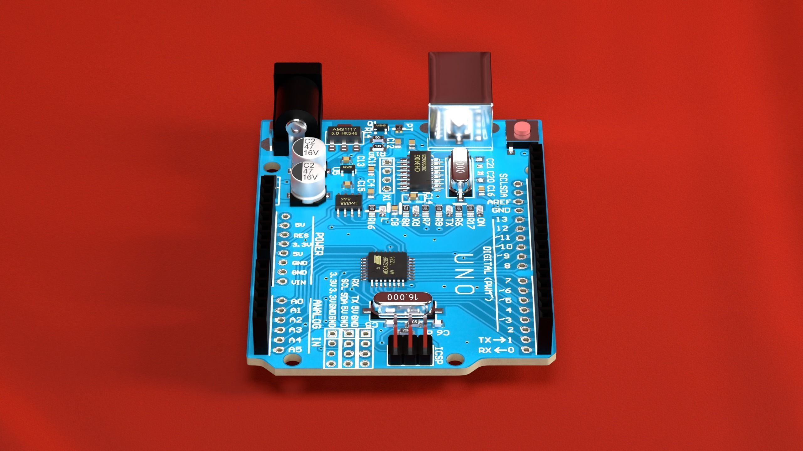 Arduino Uno R3 SMD 3D model_7