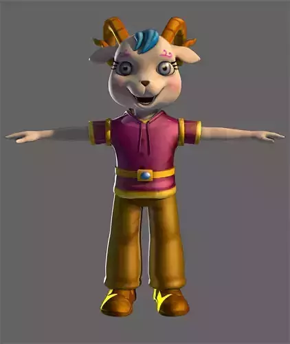 Cartoon sheep with a material binding 3D model