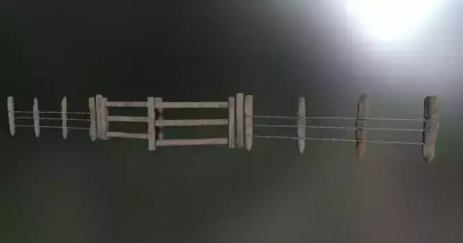 PBR Modular Countryside Wooden Fences with Barbedwire