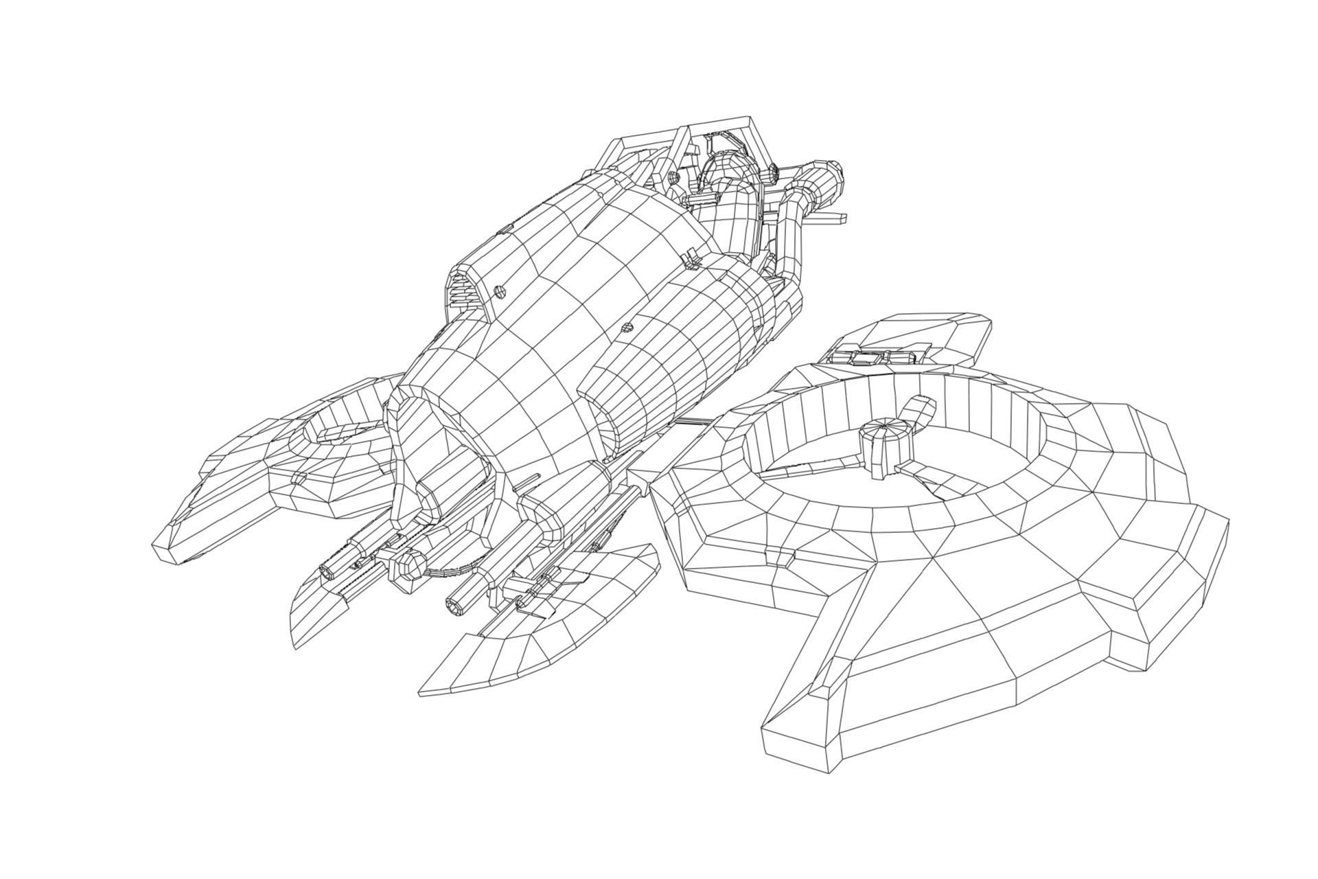 Science fiction aircraft unknown future fighter aircraft 3D model_5