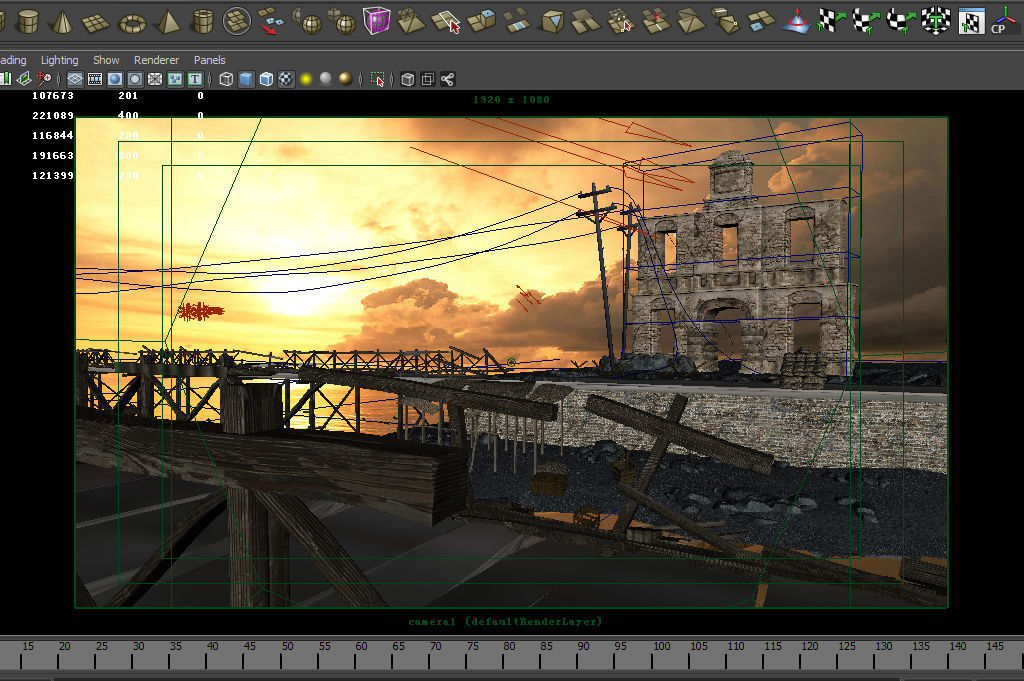 The abandoned ruins bridge pier coast port 3D model_5