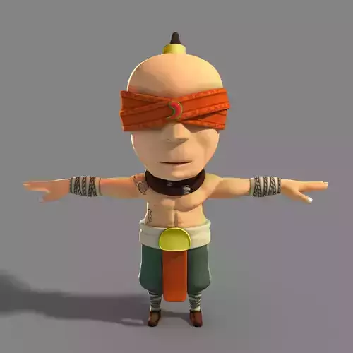 Q version of blind monk cartoon blind monk 3D model