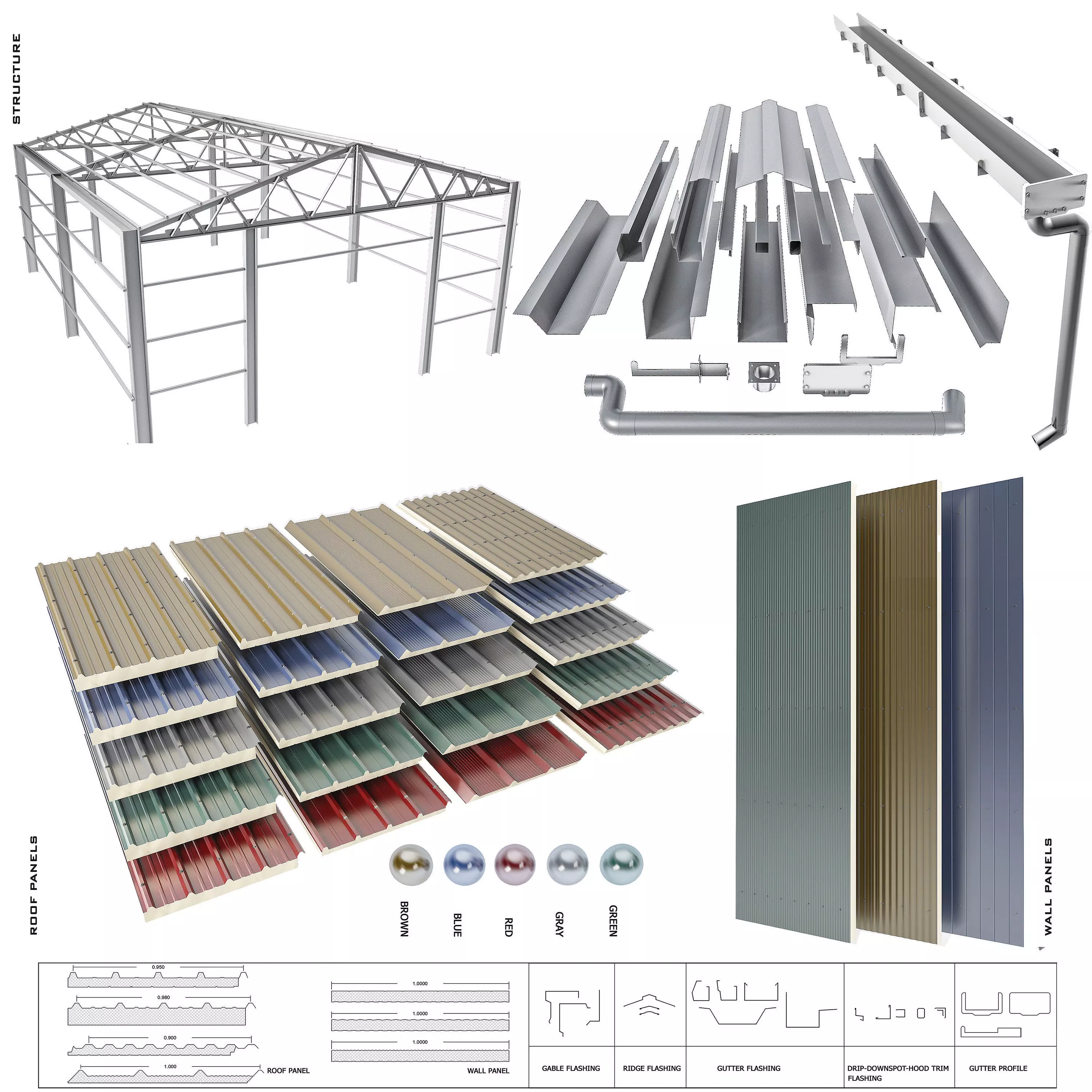 sloped roof-sandwich panel 3D model_0