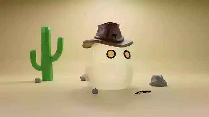 Glaseg cactus and cowboy hat