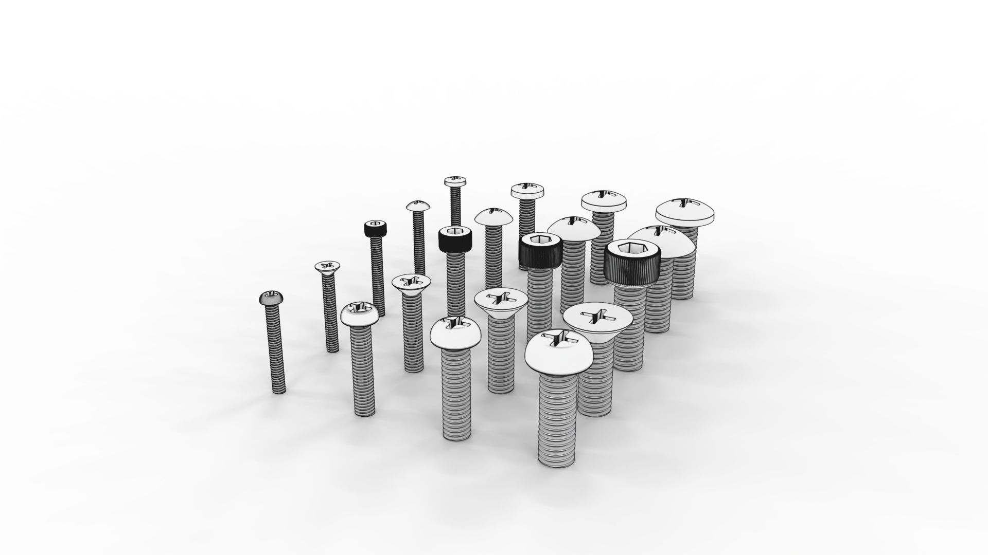 screws M2-M5 3D print model_1