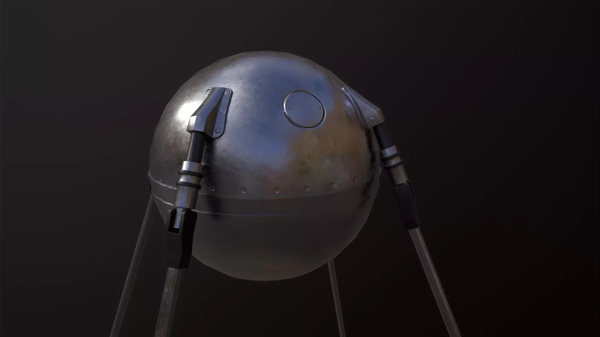 Sputnik 1 tripod with two balls Low-poly 3D model