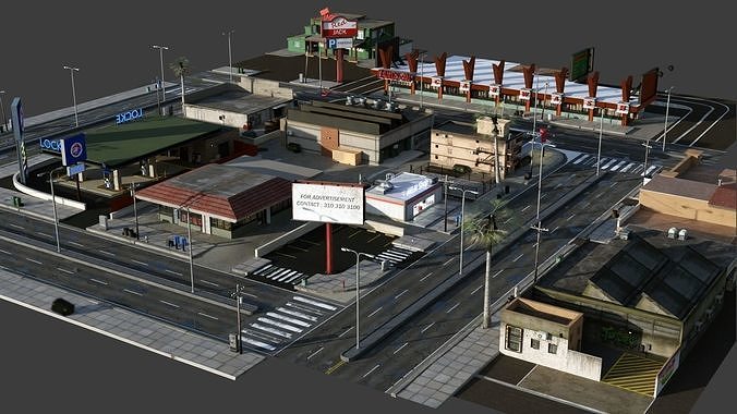 City Street Low-poly 3D model 5