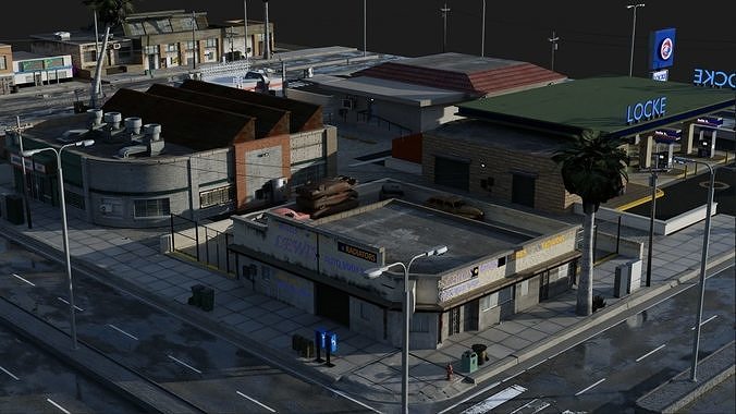 City Street Low-poly 3D model 6