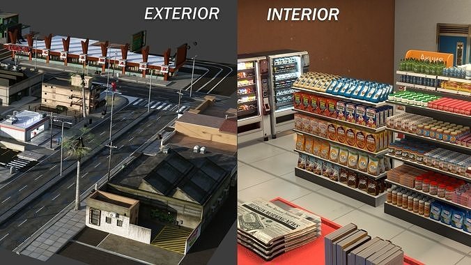 City Street Low-poly 3D model 4