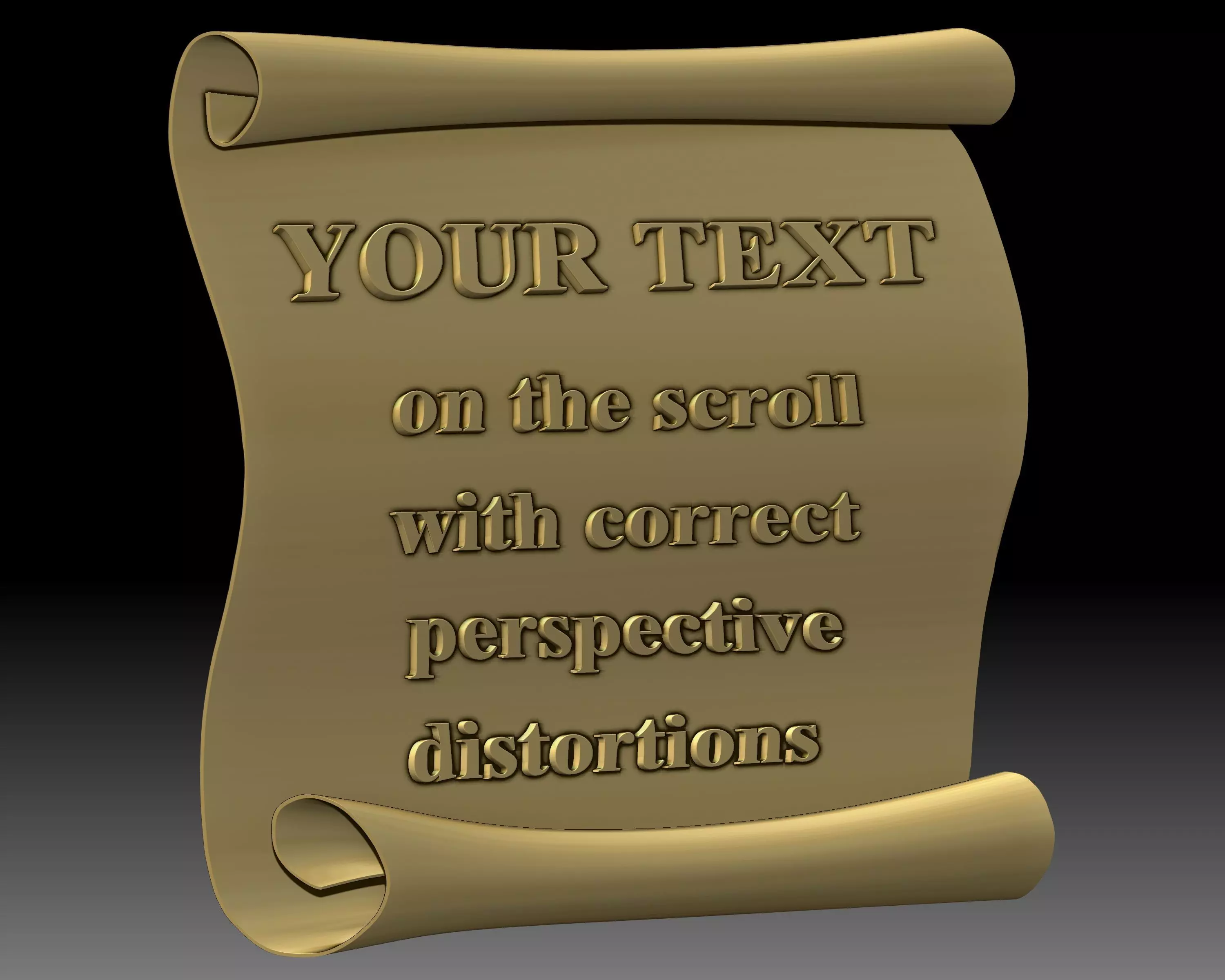 Your text and or logo on the scroll - bas-relief  3D print model_0