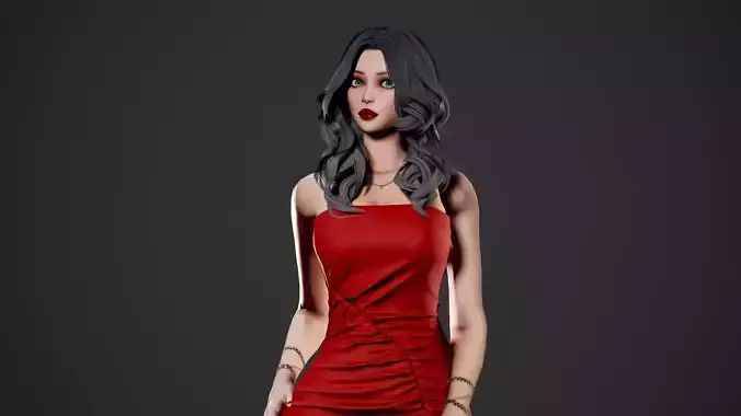 Party Girl - Game Ready Low-poly 3D model