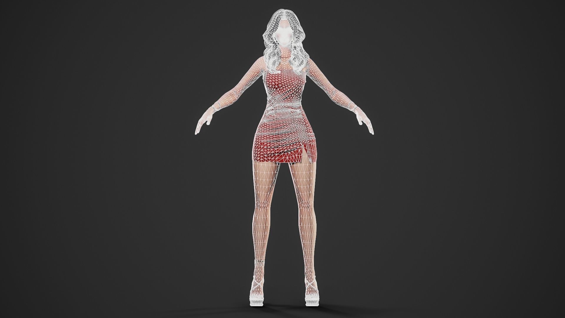 Party Girl - Game Ready Low-poly 3D model_11