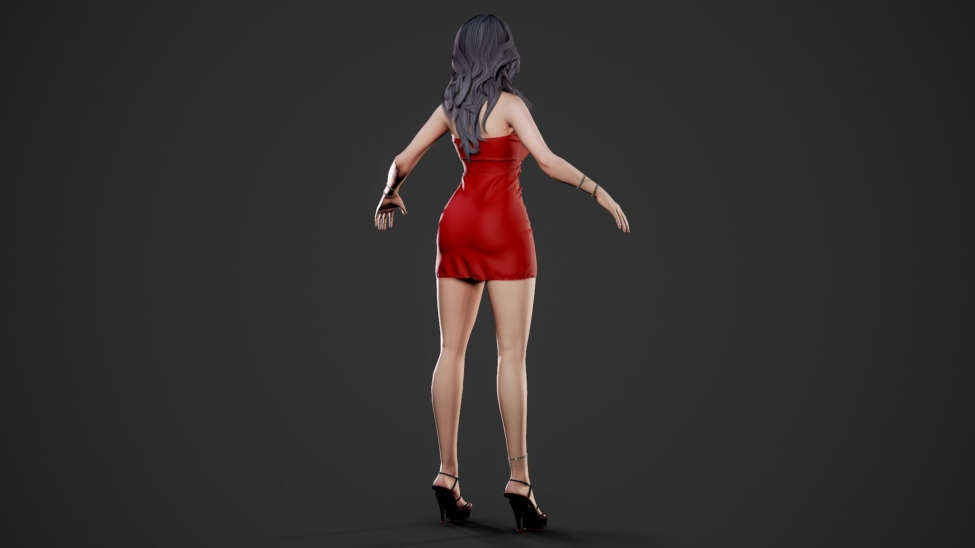 Party Girl - Game Ready Low-poly 3D model_8