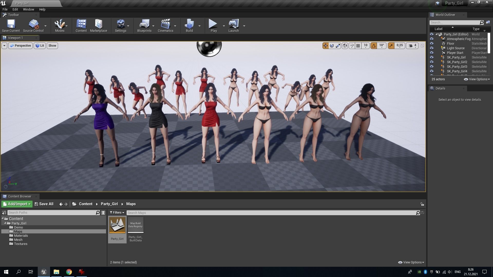 Party Girl - Game Ready Low-poly 3D model_17