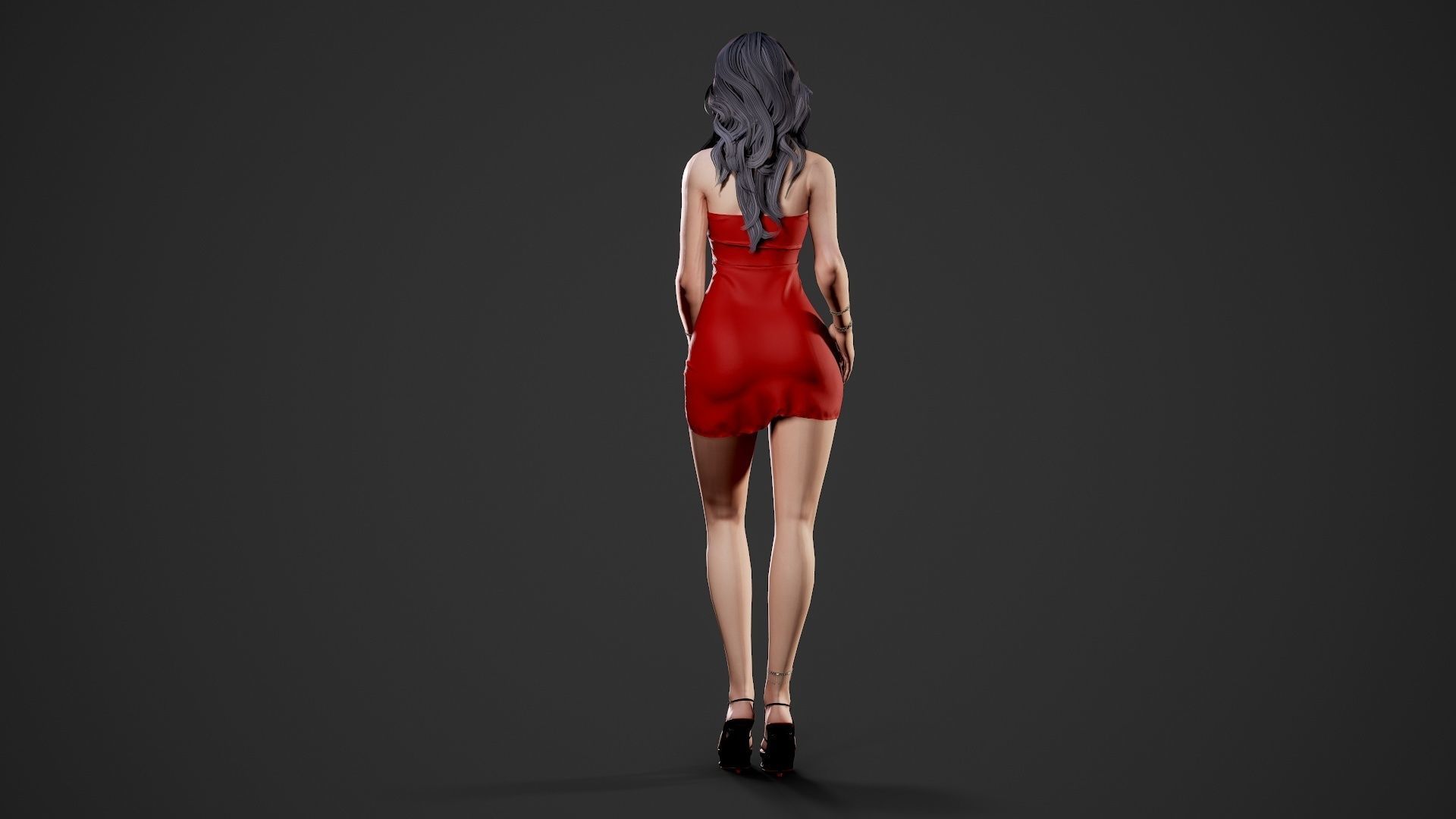 Party Girl - Game Ready Low-poly 3D model_4