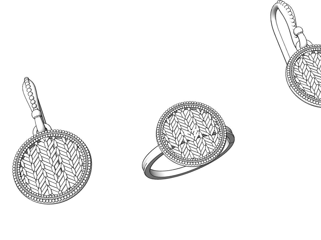 ART DECO EARRING RING SET STL FILES CHECKED 3D print model_15