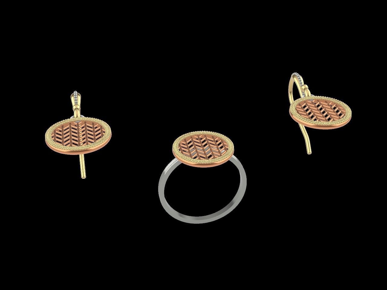 ART DECO EARRING RING SET STL FILES CHECKED 3D print model_1