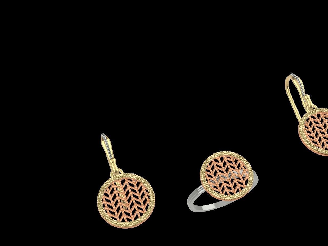 ART DECO EARRING RING SET STL FILES CHECKED 3D print model_4