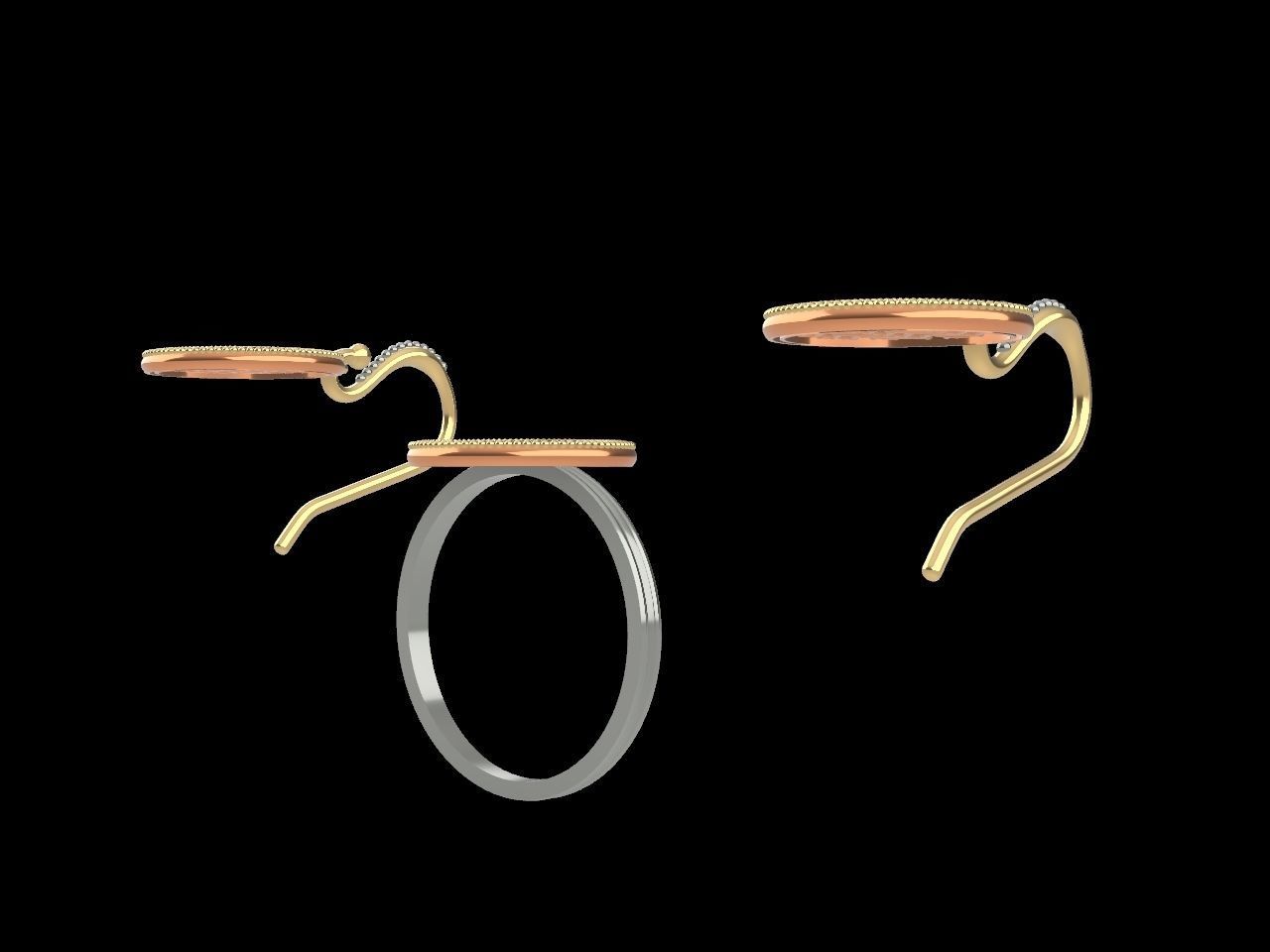 ART DECO EARRING RING SET STL FILES CHECKED 3D print model_5
