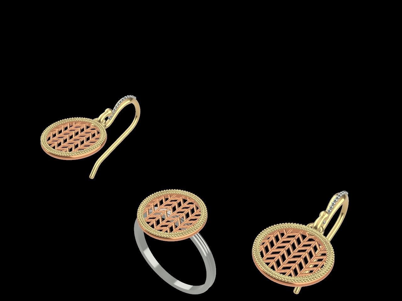 ART DECO EARRING RING SET STL FILES CHECKED 3D print model_6