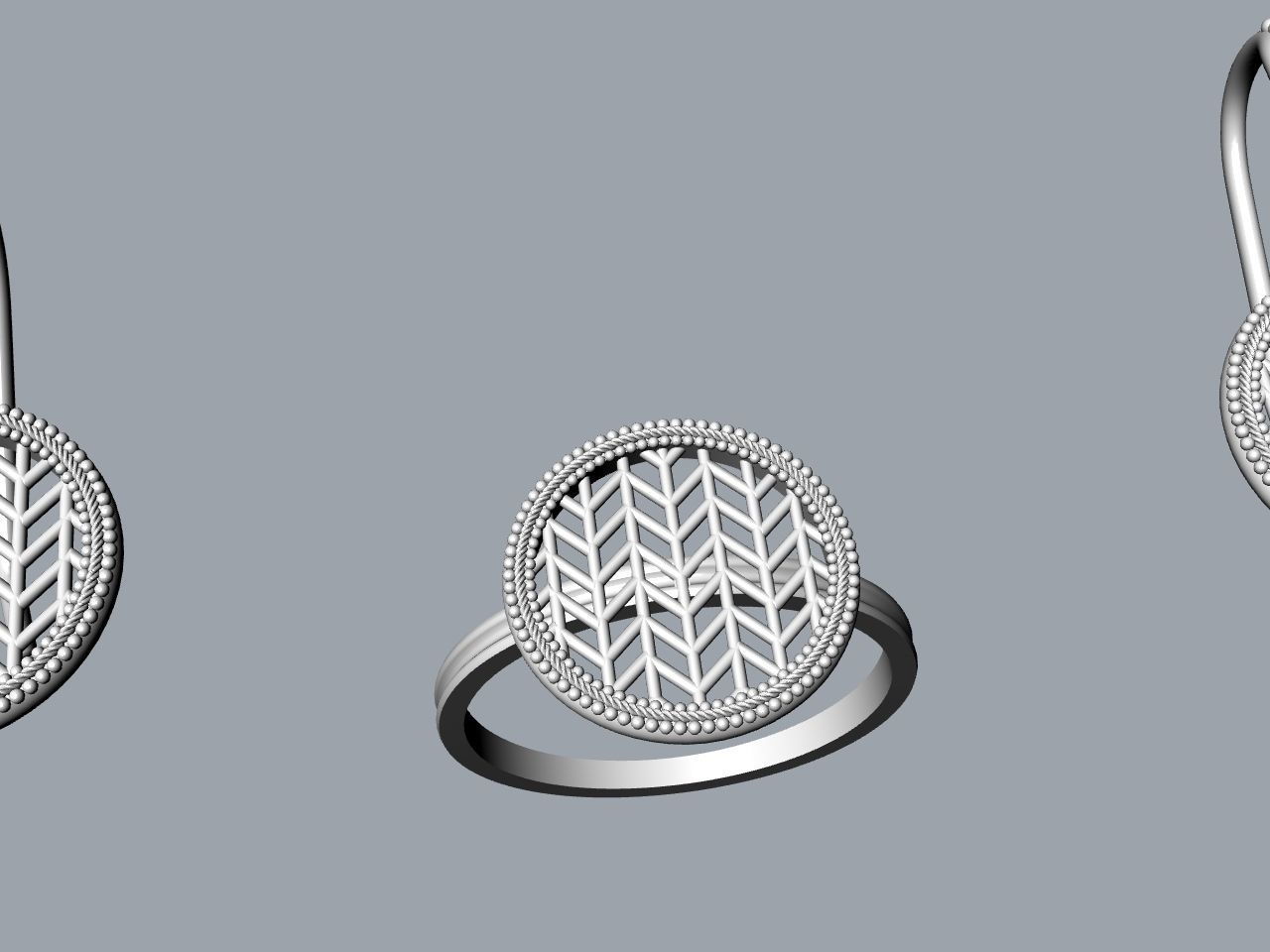 ART DECO EARRING RING SET STL FILES CHECKED 3D print model_16
