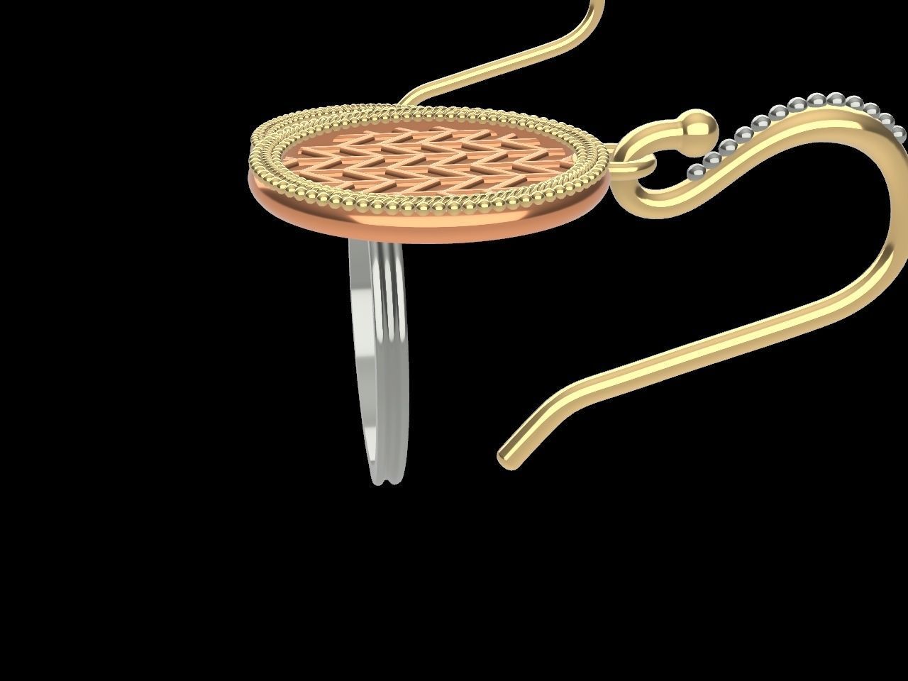 ART DECO EARRING RING SET STL FILES CHECKED 3D print model_13