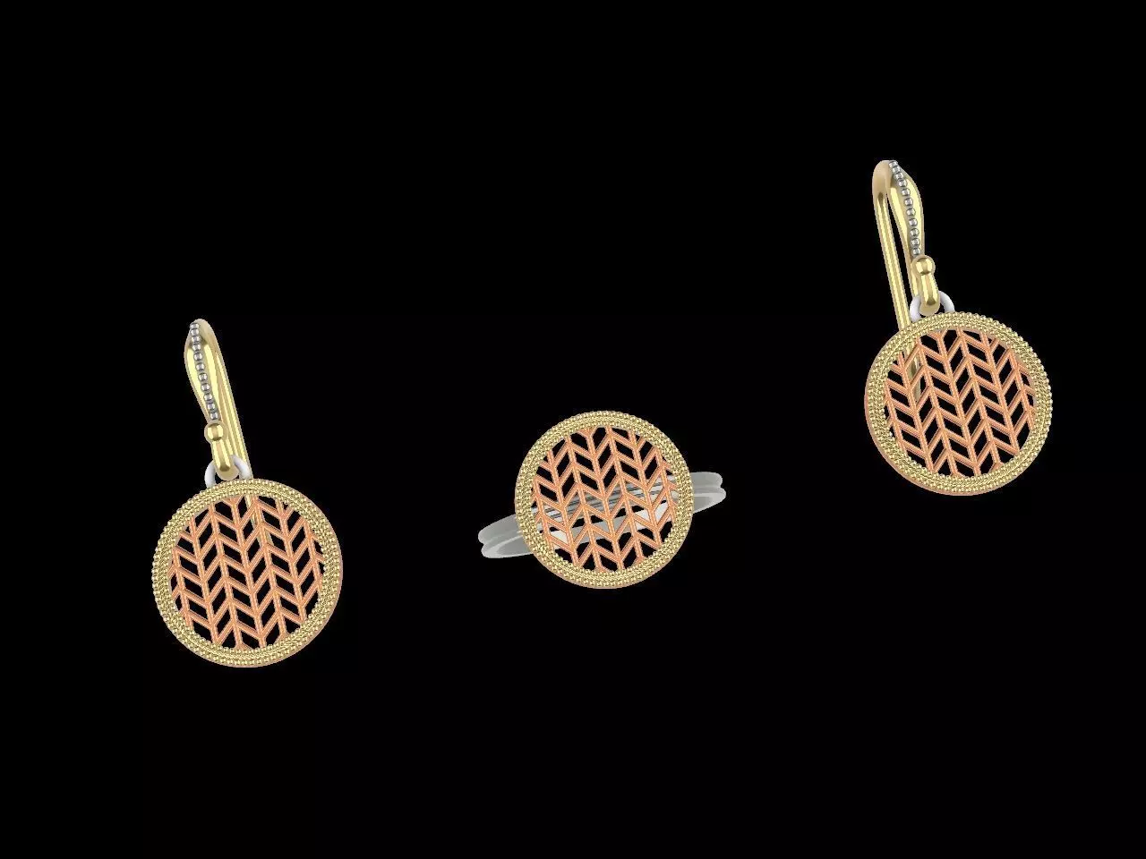 ART DECO EARRING RING SET STL FILES CHECKED 3D print model_0