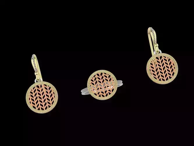 ART DECO EARRING RING SET STL FILES CHECKED 3D print model
